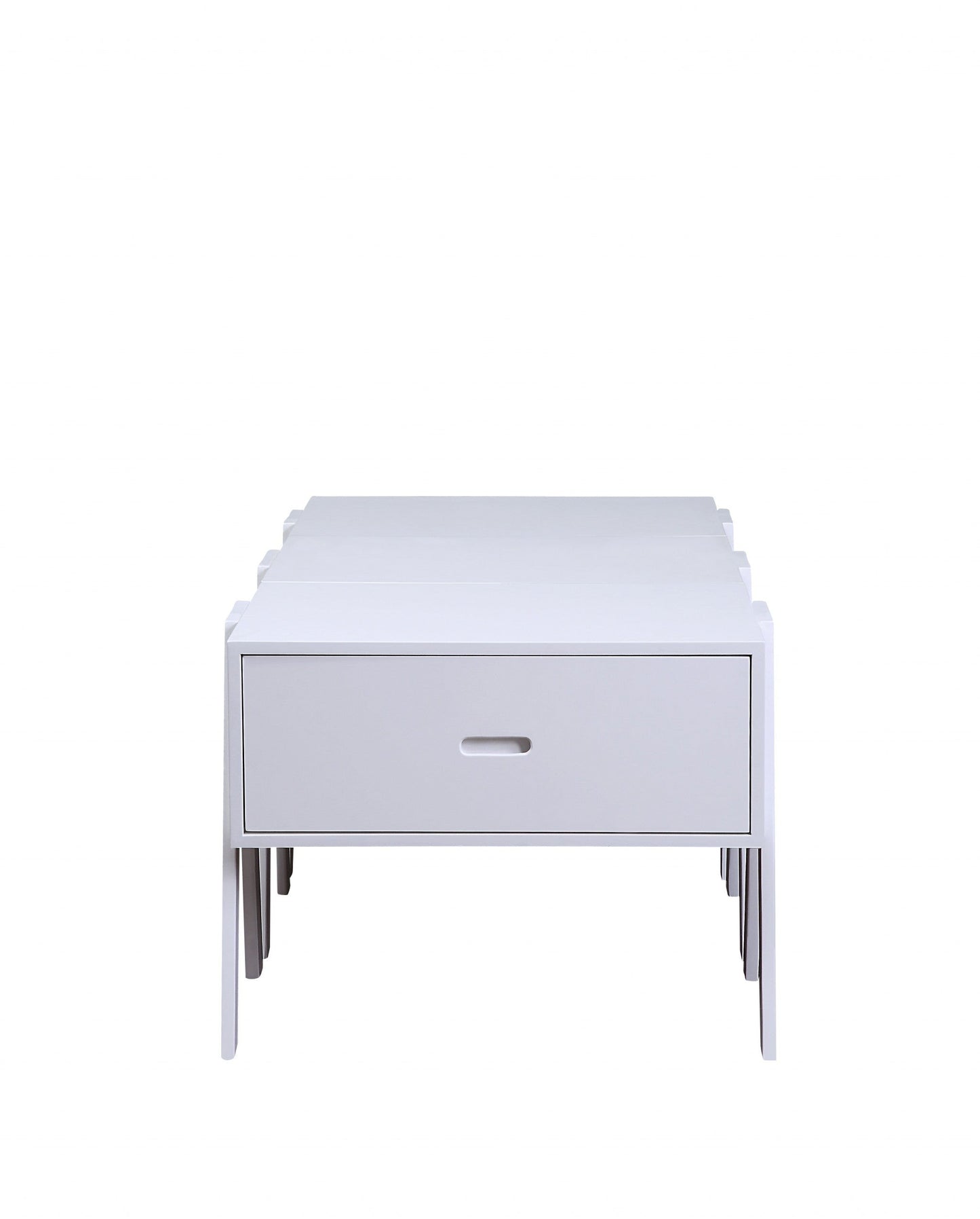 HomeRoots Sleek White Rectangular Convertible Coffee Table