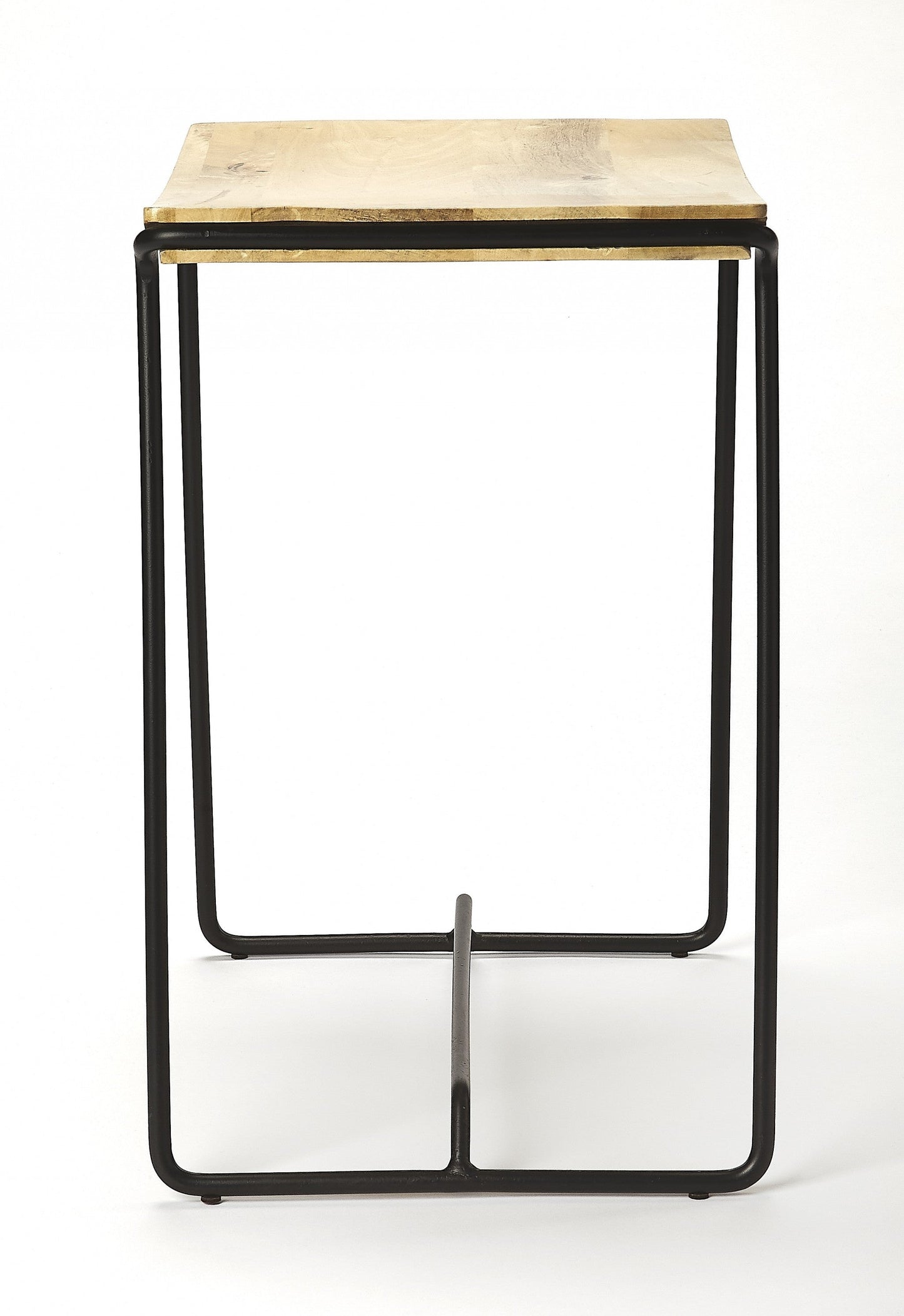 HomeRoots Sleek Wood And Black Metal Counter Stool