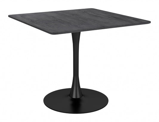 HomeRoots Square Black Pedestal Dining Table