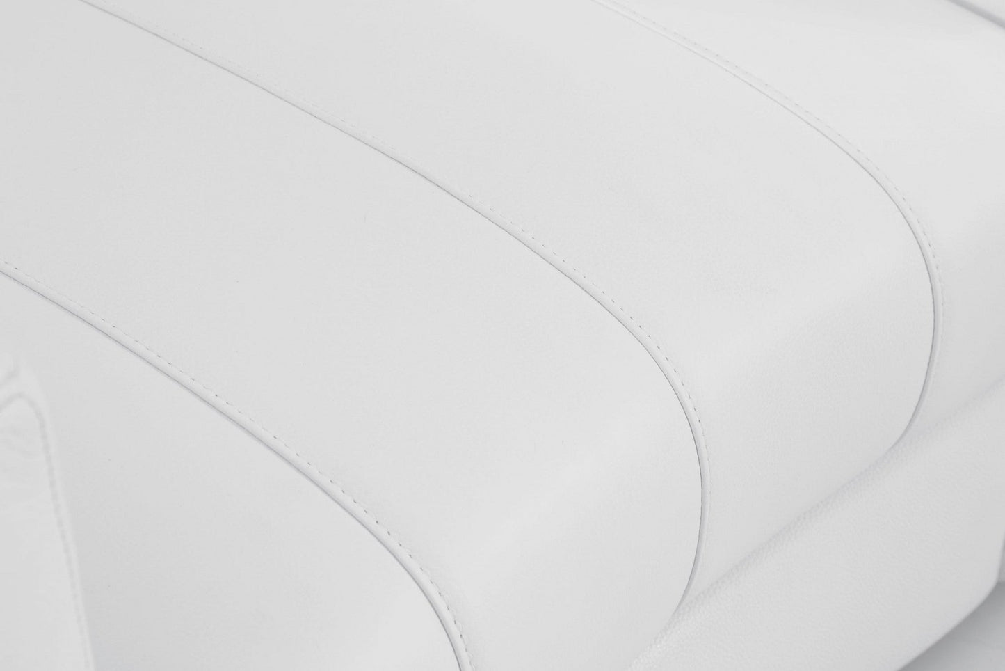 HomeRoots Stripe Top Grade Italian Leather Chair in Winter White Finish