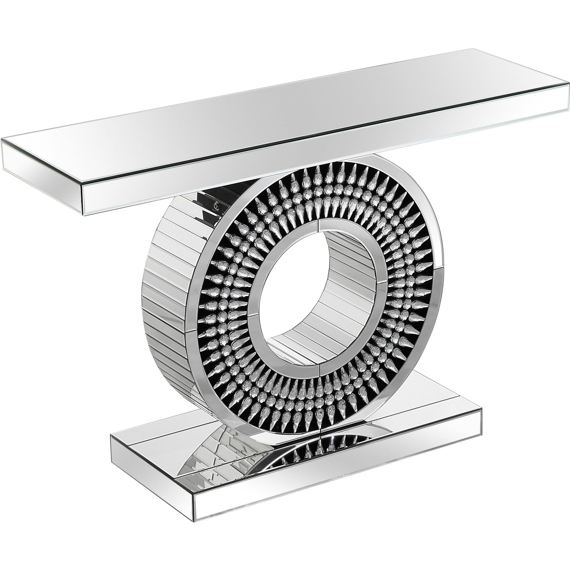 HomeRoots Sundial Console Table in Silver Finish