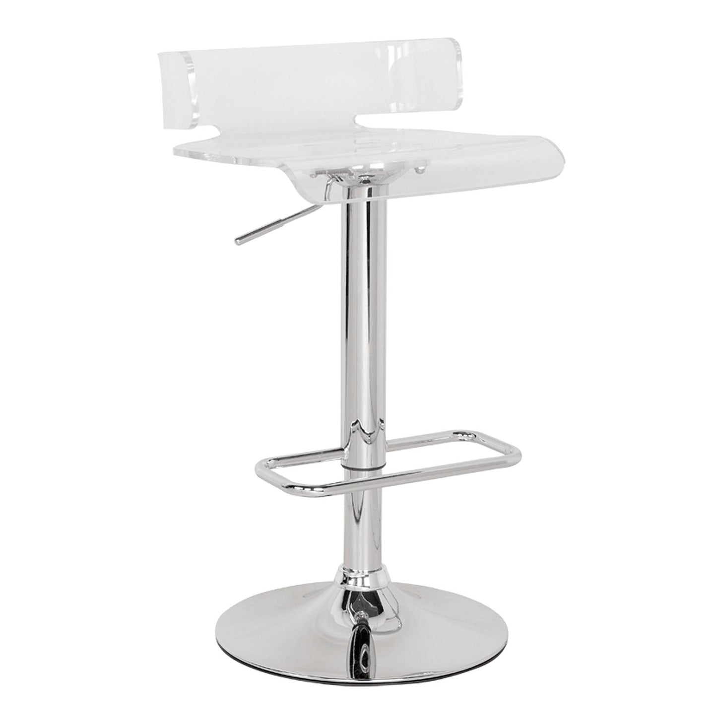HomeRoots Swivel Adjustable Bar Stool In Clear And Chrome Finish