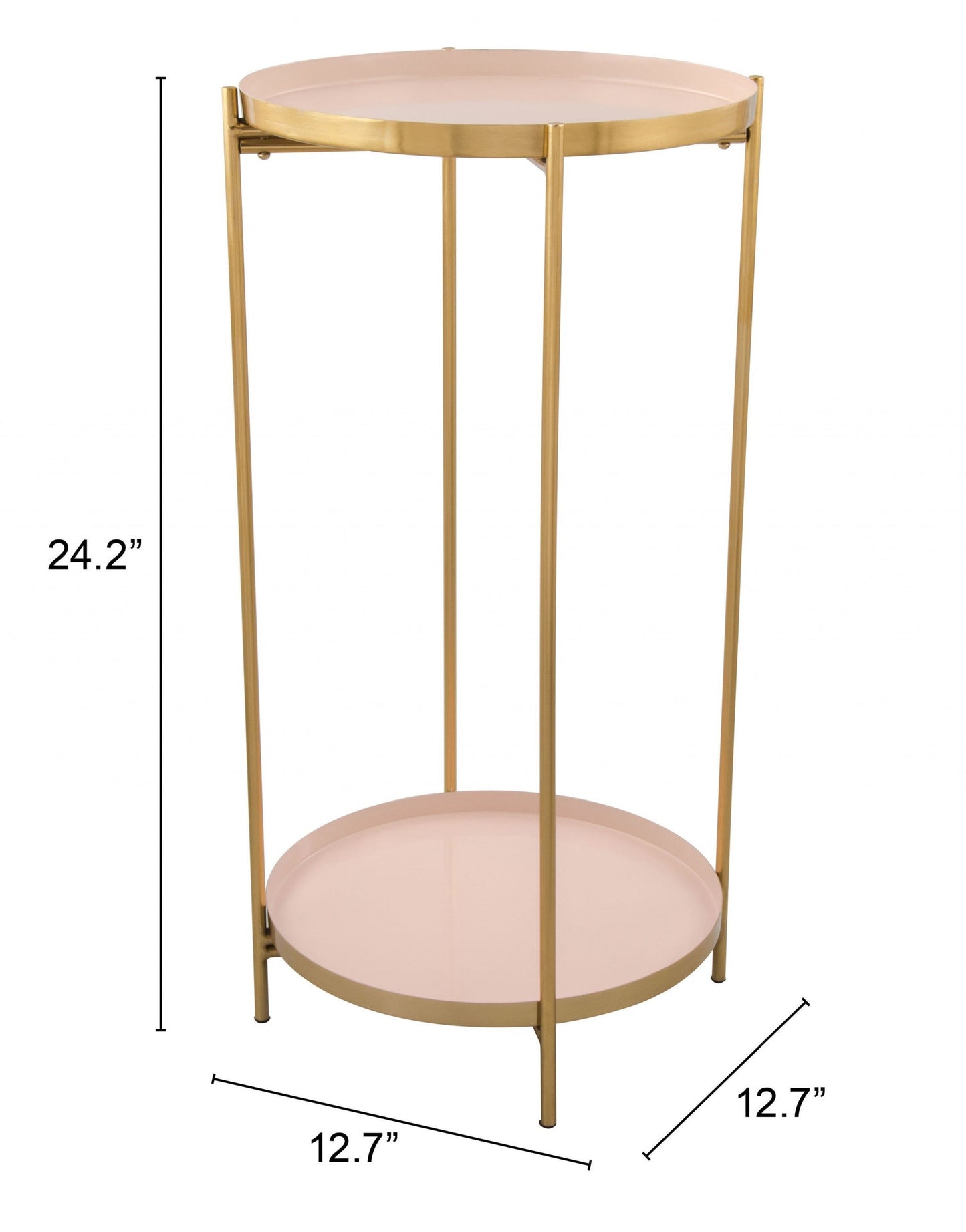 HomeRoots Two Level Side Table With White and Gold Finish