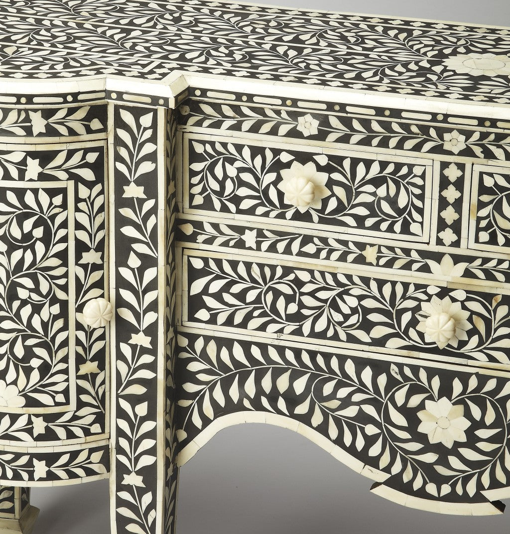 HomeRoots Victoria Black Bone Inlay Buffet