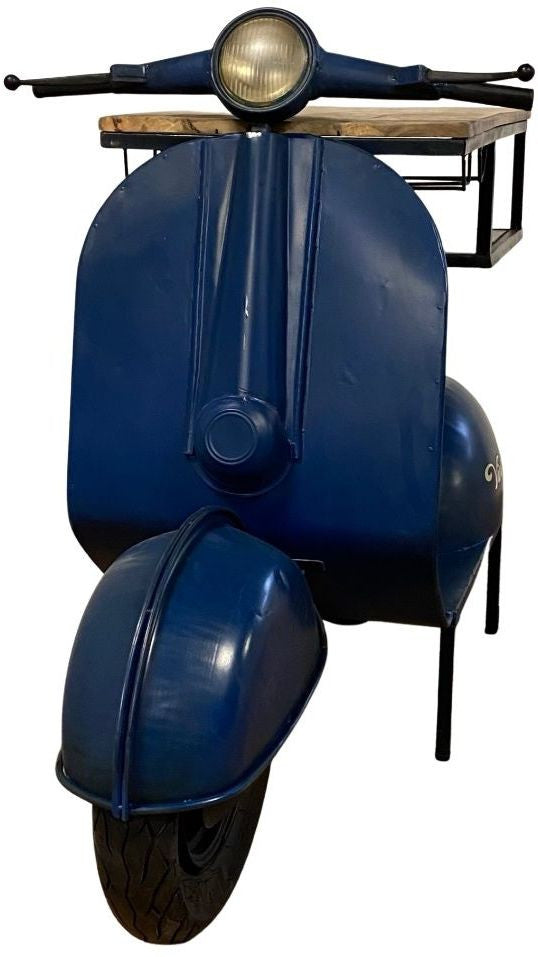 HomeRoots Vintage Scooter Bar Cart in Blue Finish