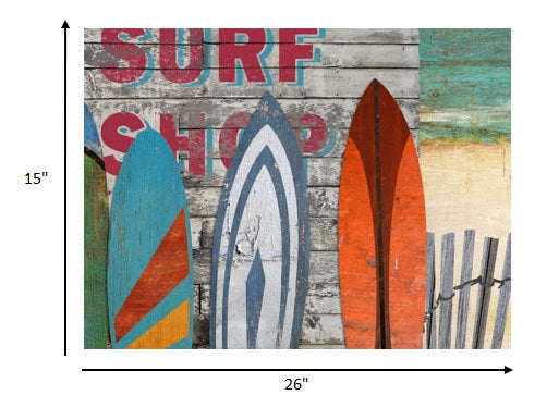HomeRoots Vintage Surfboard Trio Beach Scene Wall Art
