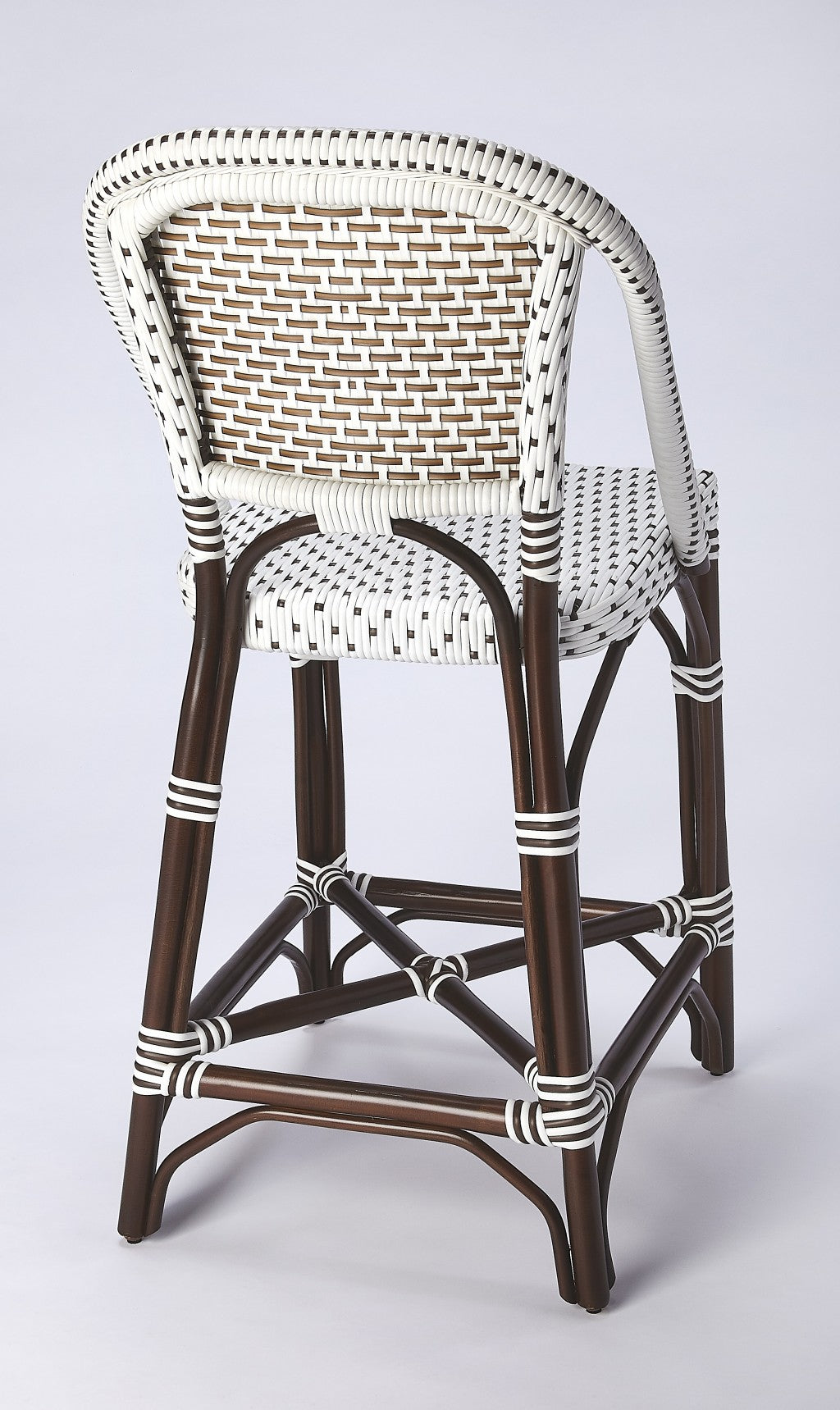 HomeRoots White And Chocolate Rattan Counter Stool