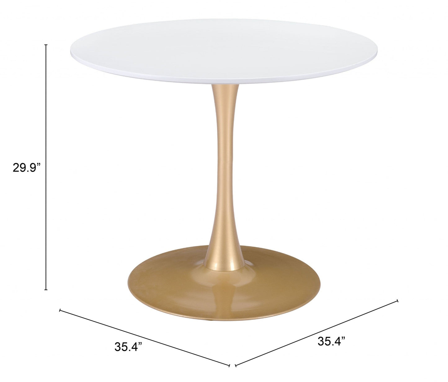 HomeRoots White And Gold Round Dining Table
