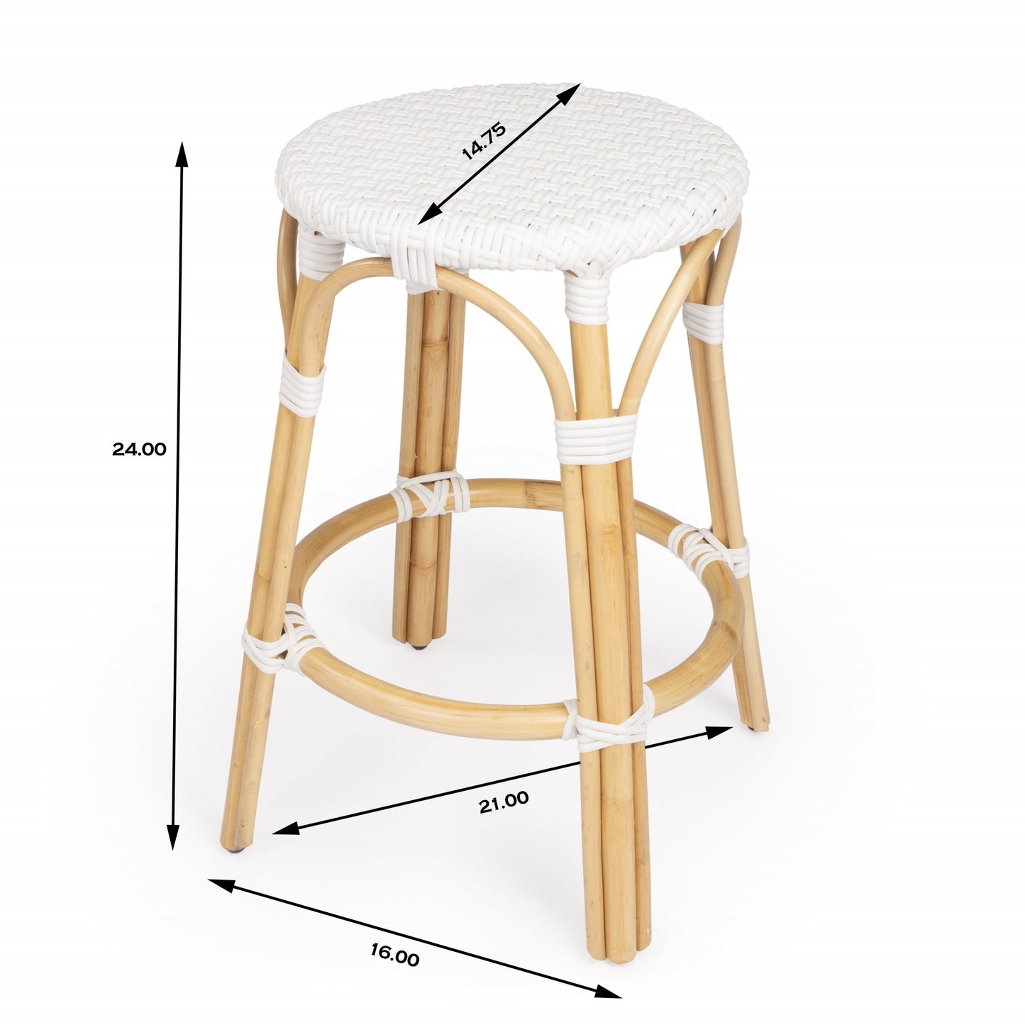 HomeRoots White Rattan Counter Stool