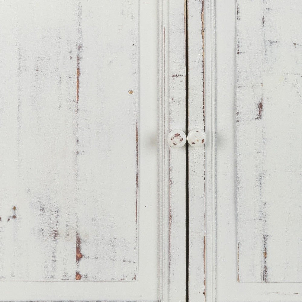 HomeRoots Wooden 2-Door Accent Cabinet in Distressed White Finish