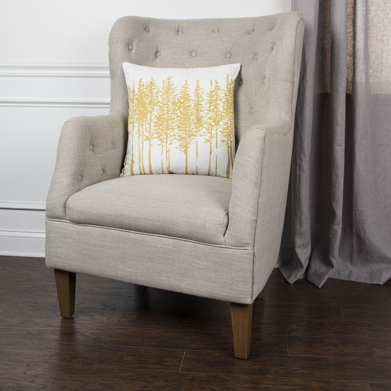 HomeRoots Yellow Ivory Grove of Trees Down Throw Pillow