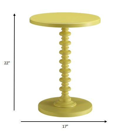 HomeRoots Yellow Solid Wooden Spindle Side Table