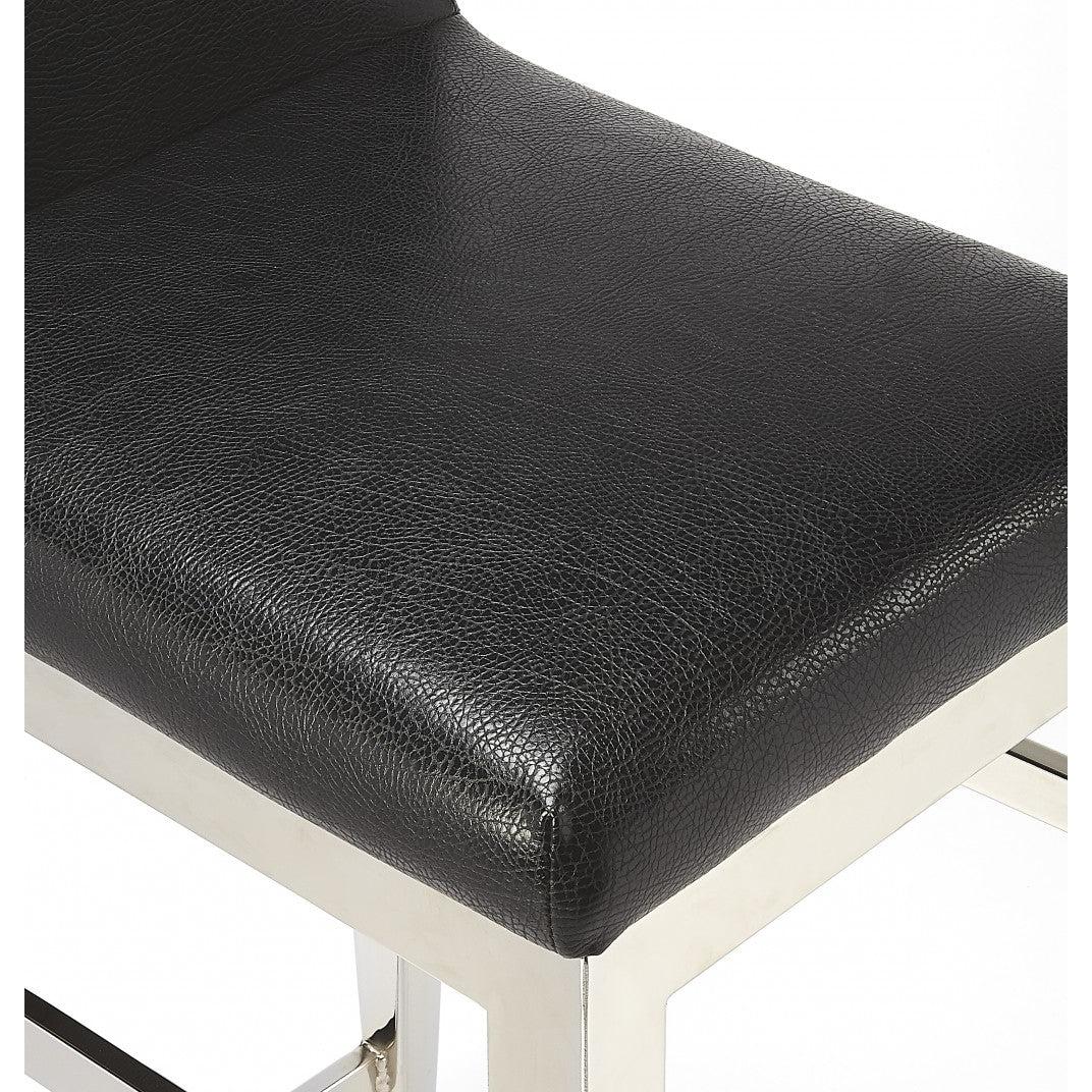 Homeroots Faux Leather Counter Stool With Stainless Steel and Black Finish