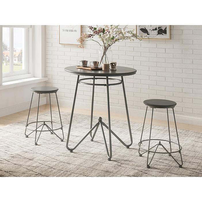 HoomeRoots 3 Piece Counter Height Set in Gray Oak and Sandy Gray Finish