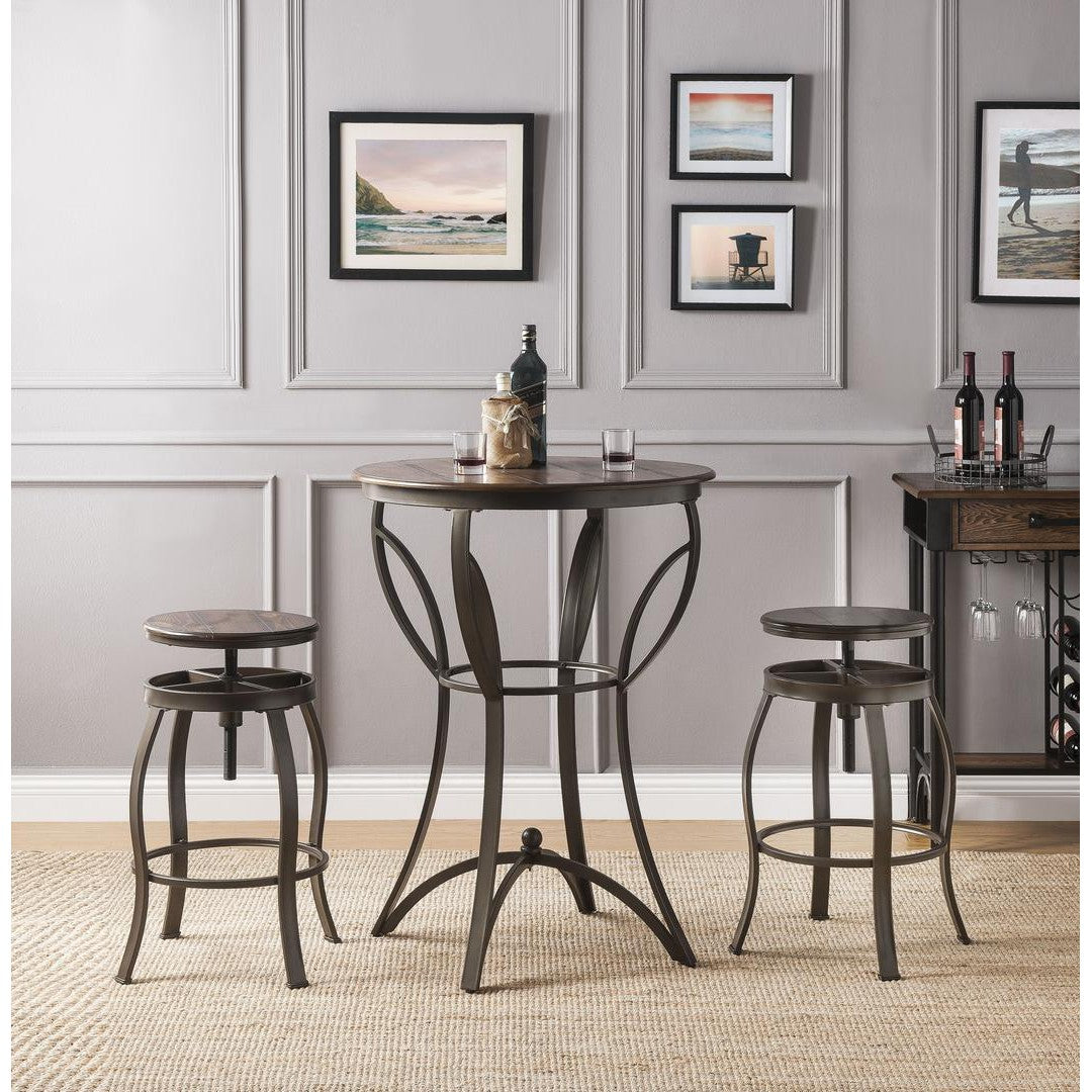 HoomeRoots 31" x 31" x 41" Walnut and Sandy Black Bar Set in Set of Three