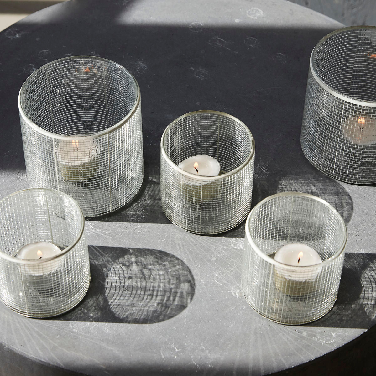 House Doctor 10 cm Check Tealight Holder With Silver Finish