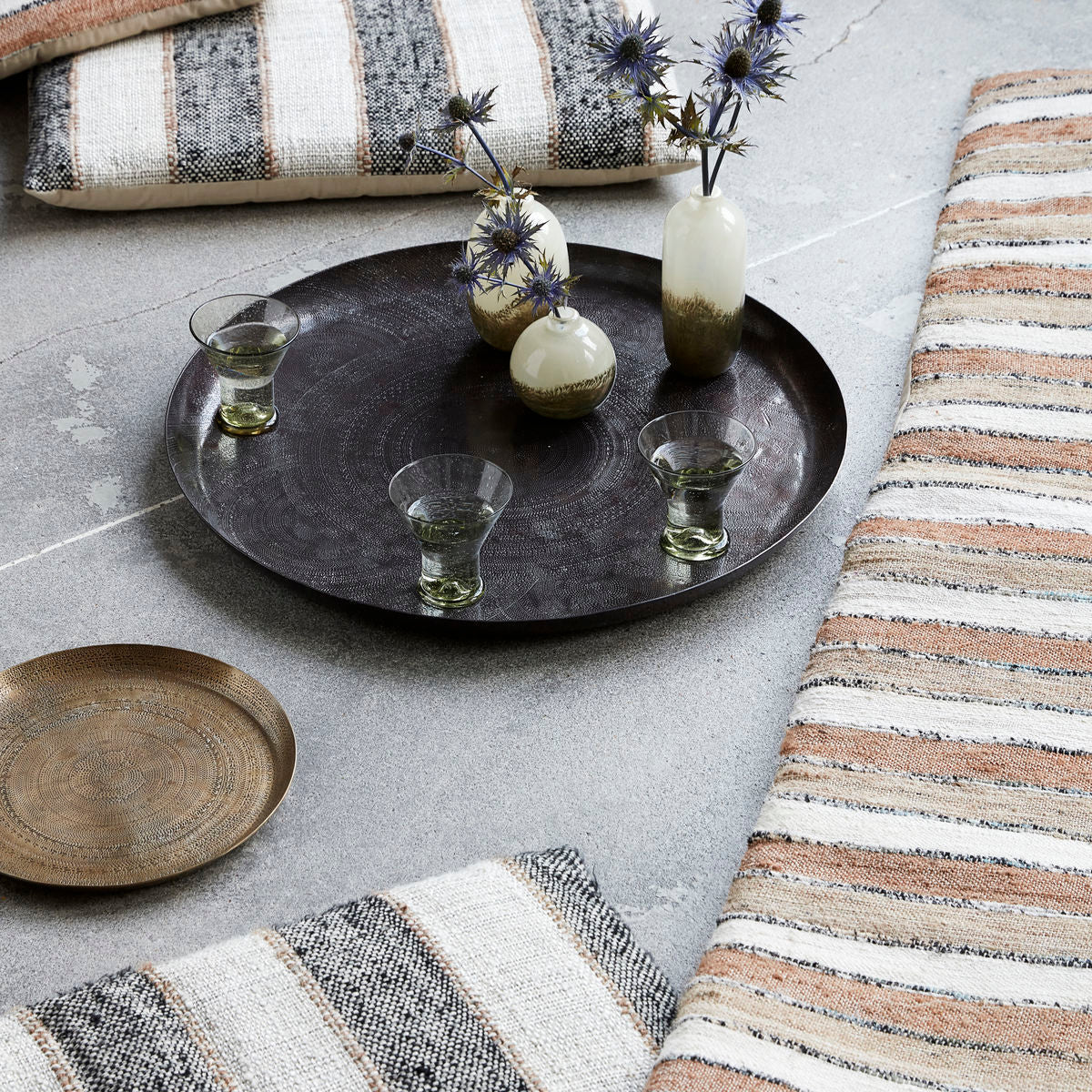 House Doctor Jhansi Tray in Antique Brass Finish