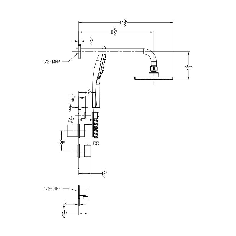 Huntington Brass PVD Satin Nickel Square Thermostatic Shower Package