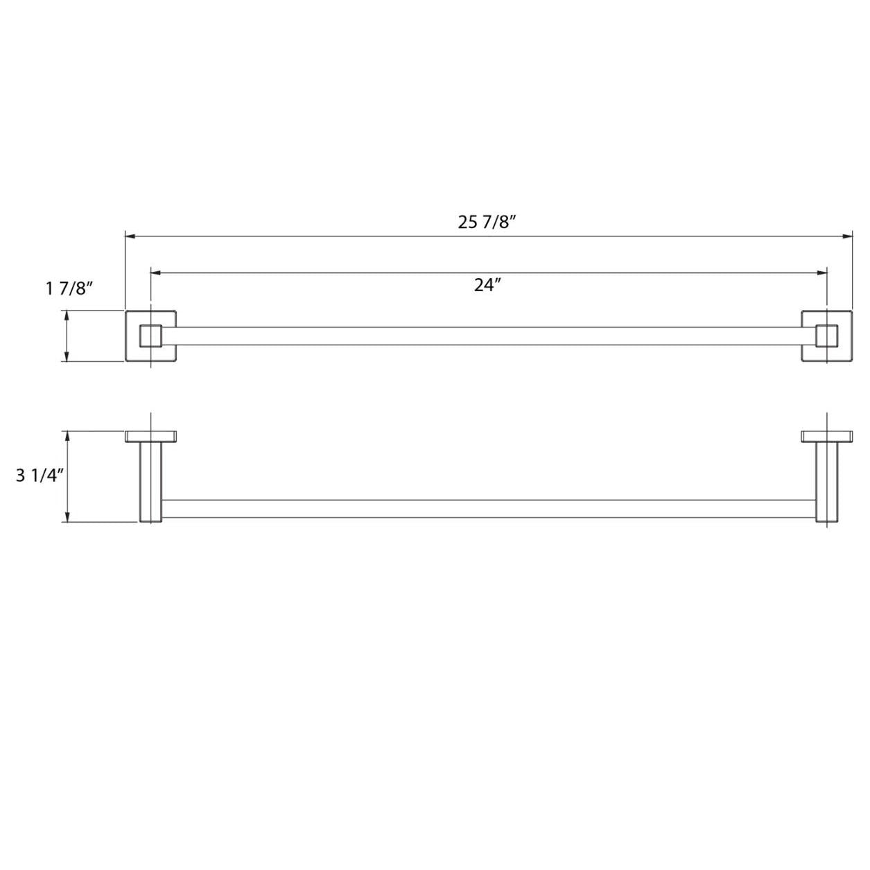 Huntington Brass Razo 24" Polished Chrome Square Style Towel Bar