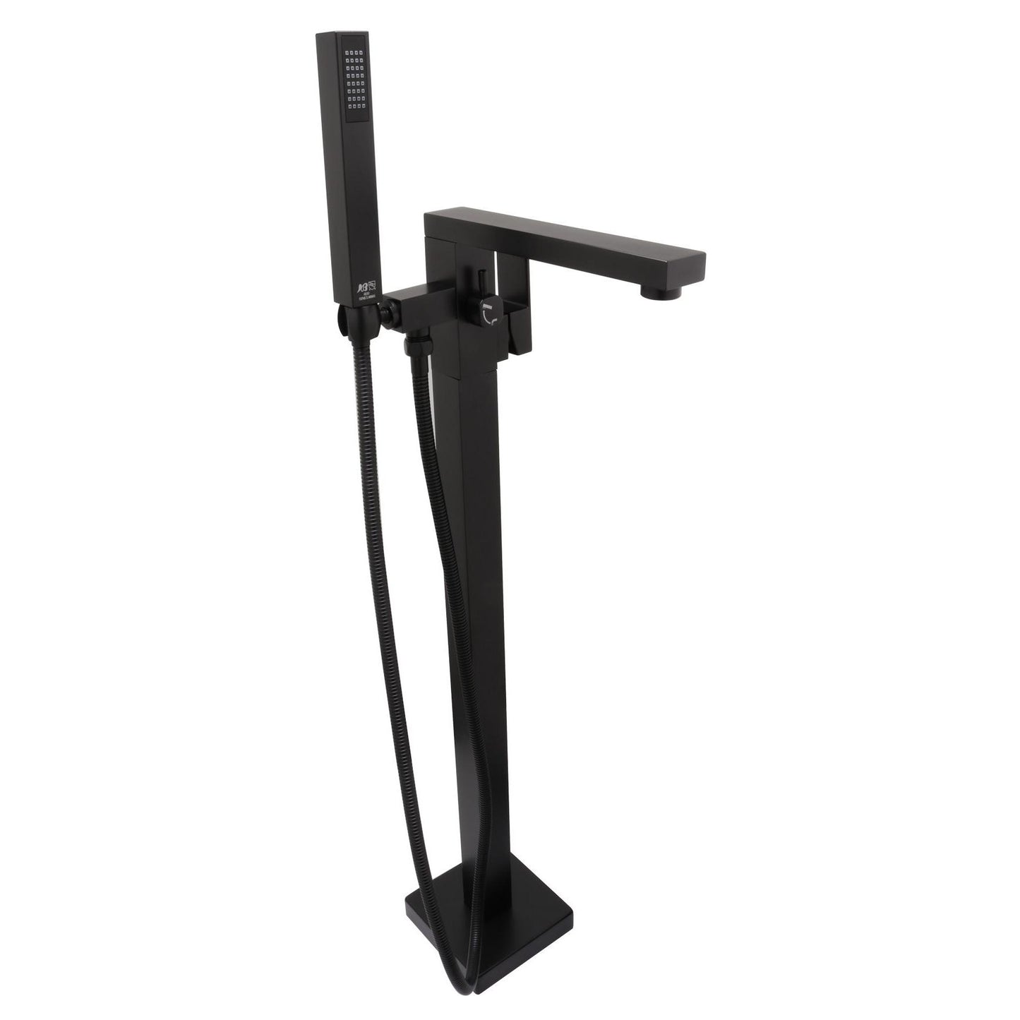 Huntington Brass Razo Matte Black Freestanding Roman Bathtub Filler Faucet With Hand Shower
