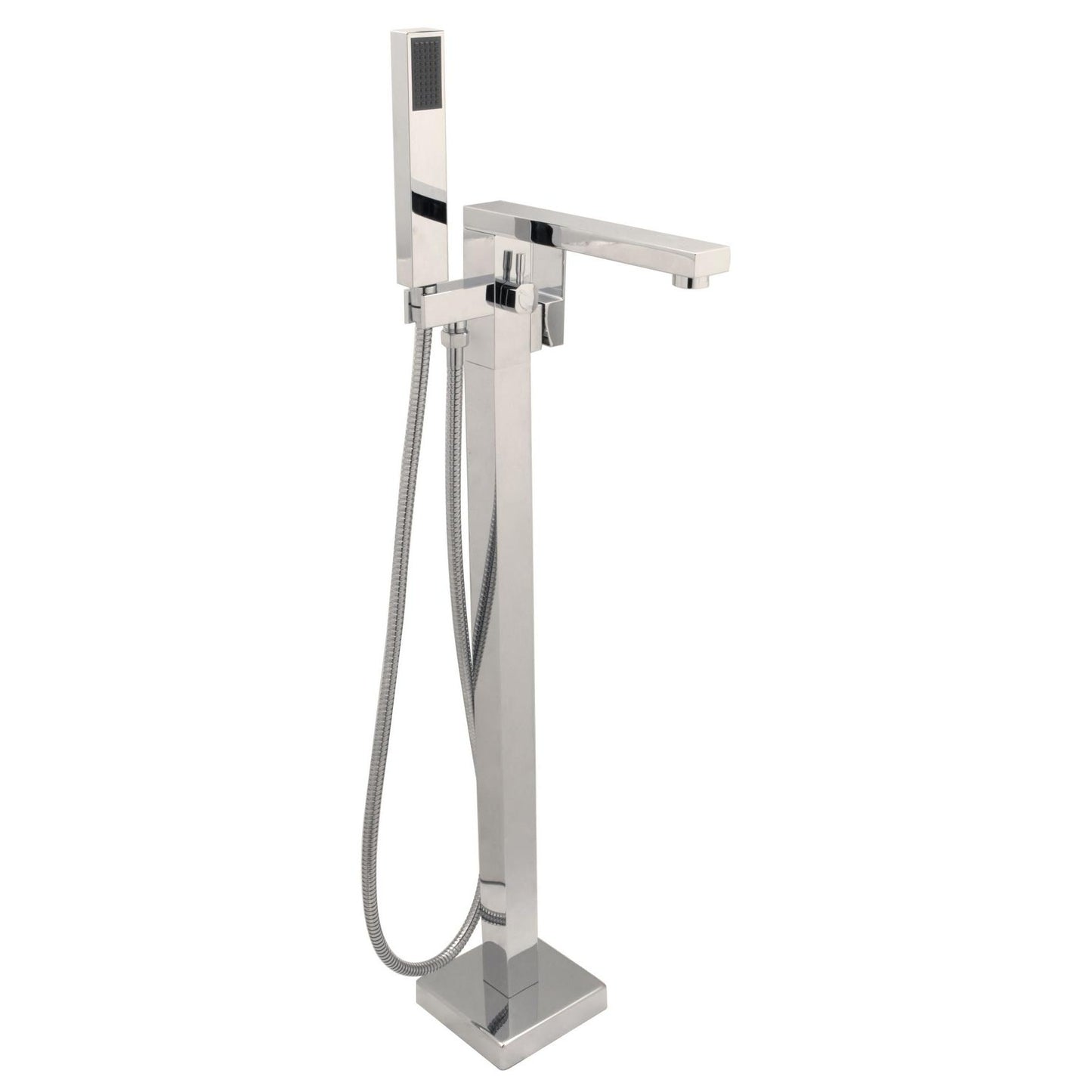 Huntington Brass Razo PVD Polished Nickel Freestanding Roman Bathtub Filler Faucet With Hand Shower