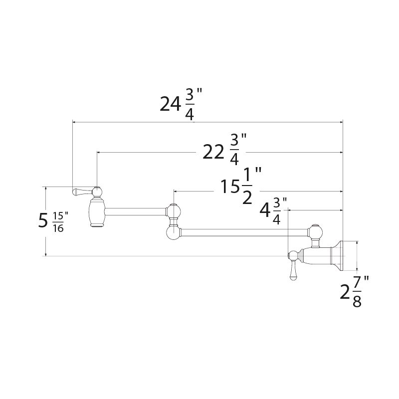Huntington Brass Traditional Style PVD Satin Brass Wall Mounted Pot Filler
