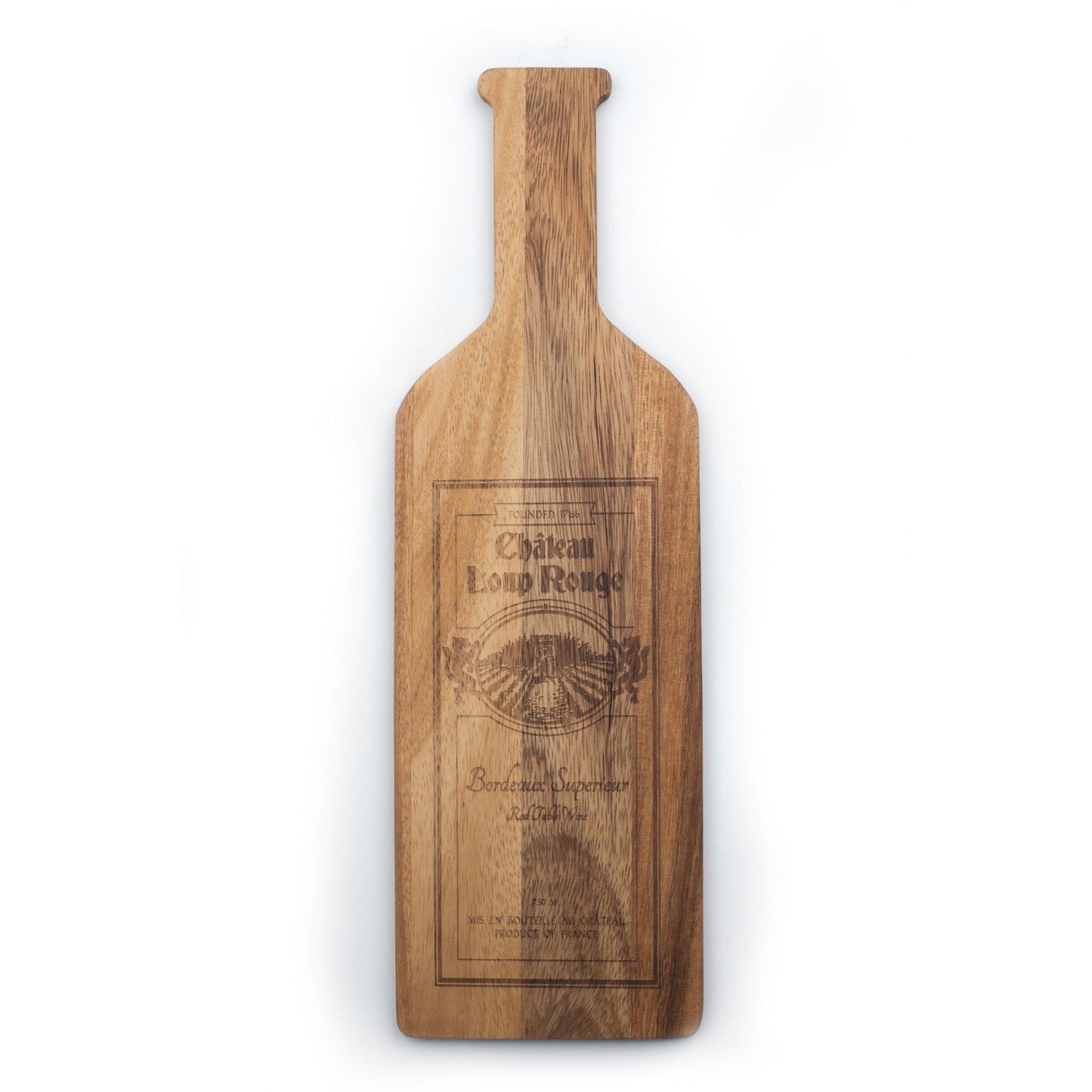 Ironwood Gourmet Acacia Wood Bordeaux Engraving Wine Bottle Paddle Board - (16 Pieces)