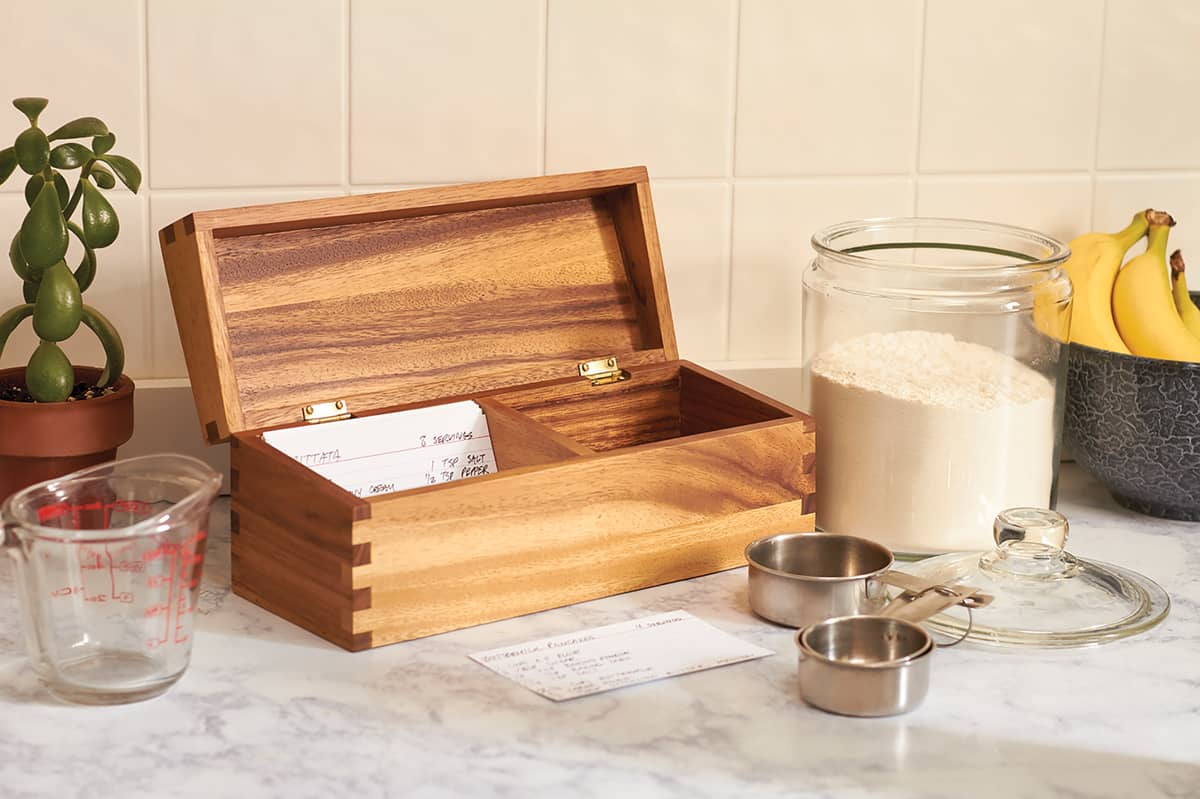 Ironwood Gourmet Acacia Wood Double Recipe Box With 2 Compartment for 3 x 5" Note Cards - (8 Pieces)