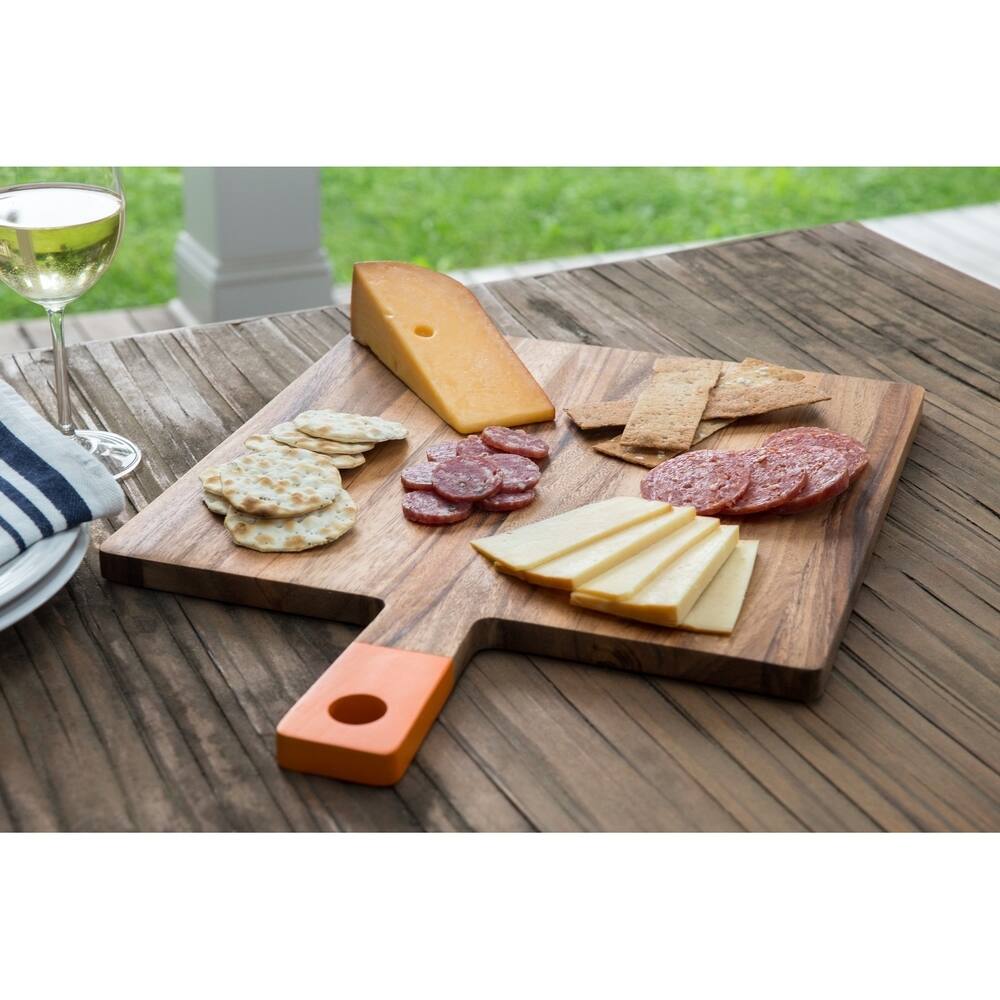 Ironwood Gourmet Acacia Wood Square Paddle Board Tangerine - (7 Pieces)