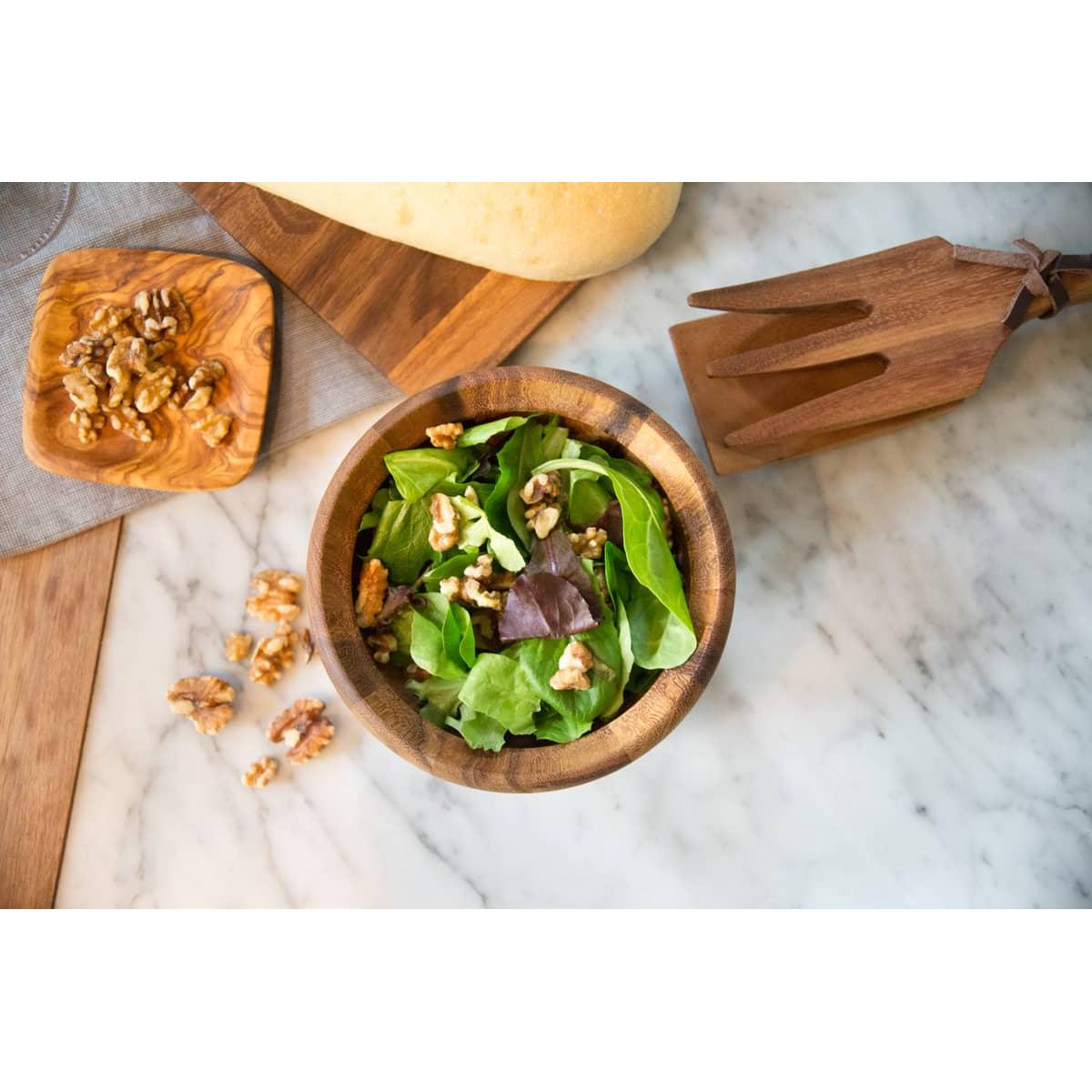 Ironwood Gourmet Individual Small Acacia Wood Salad Bowl - (19 Pieces)