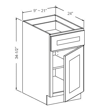 J&K Cabinetry 18" Base Cabinet (B18)