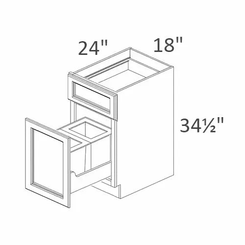 J&K Cabinetry 18" Base-Waste Bin (BWBK18-2)