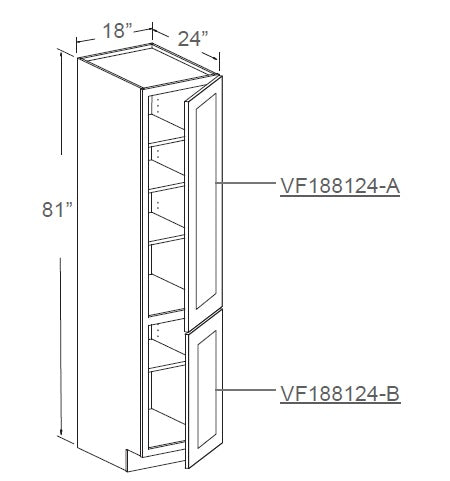 J&K Cabinetry 18" Vanity Pantry Cabinet With Out Drawer (SVA188124P/B)