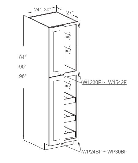 J&K Cabinetry 24" x 90" Pantry Cabinet (WP249027)