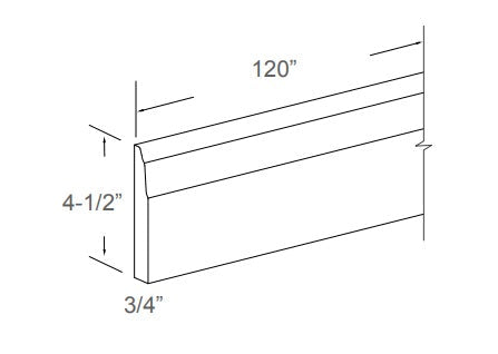 J&K Cabinetry 4" x 120" Base Board Molding (BM10-4 1/2)