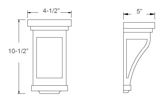 J&K Cabinetry 5" Mission Corbel (SC58)