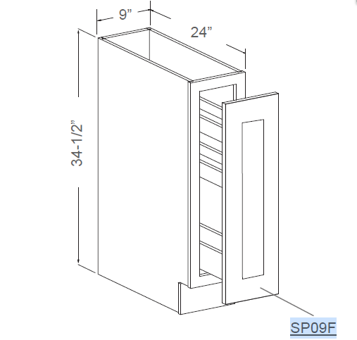 J&K Cabinetry 9" Spice Pull-Out Base Cabinet (SP09)