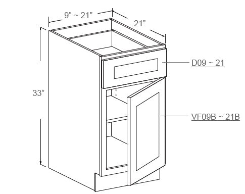 J&K Cabinetry 9" Vanity Base Cabinet (SVA09B)