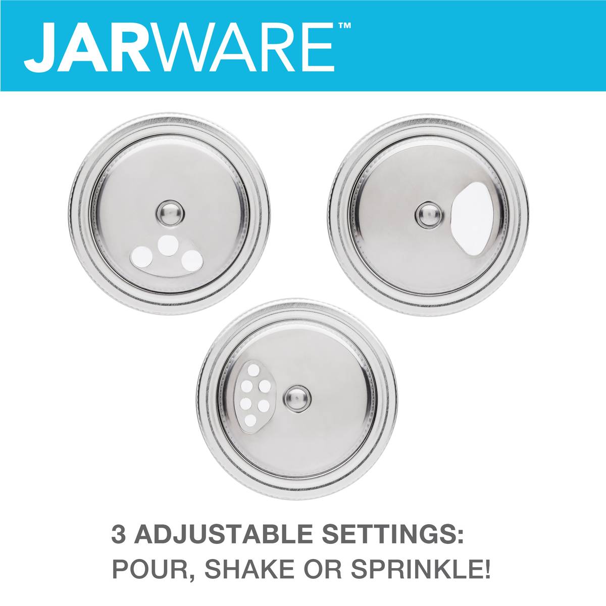 Jarware Wide Mouth Stainless Steel Spice Lid - (40 Pieces)