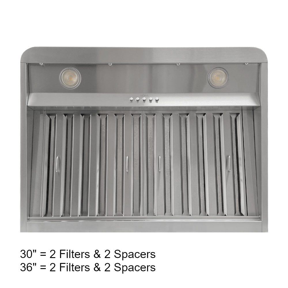 KOBE Brillia CHX91 SQB-2 Series 30" Under Cabinet Range Hood With 600 CFM Internal Blower, 3-Speed Mechanical Push Button, Easy-to-Clean Baffle Filters, and LED Lights
