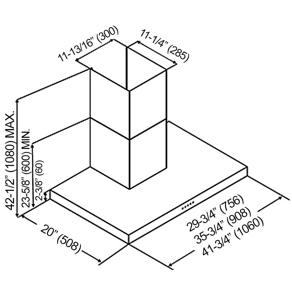 KOBE Brillia RAX21 SQB-2 Series 30" Wall Mount Range Hood With 600 CFM Internal Blower, 3-Speed Rocker Switch, Dishwasher-Safe Baffle Filters, 4-Level Setting LED Lights, and Delay Shutoff