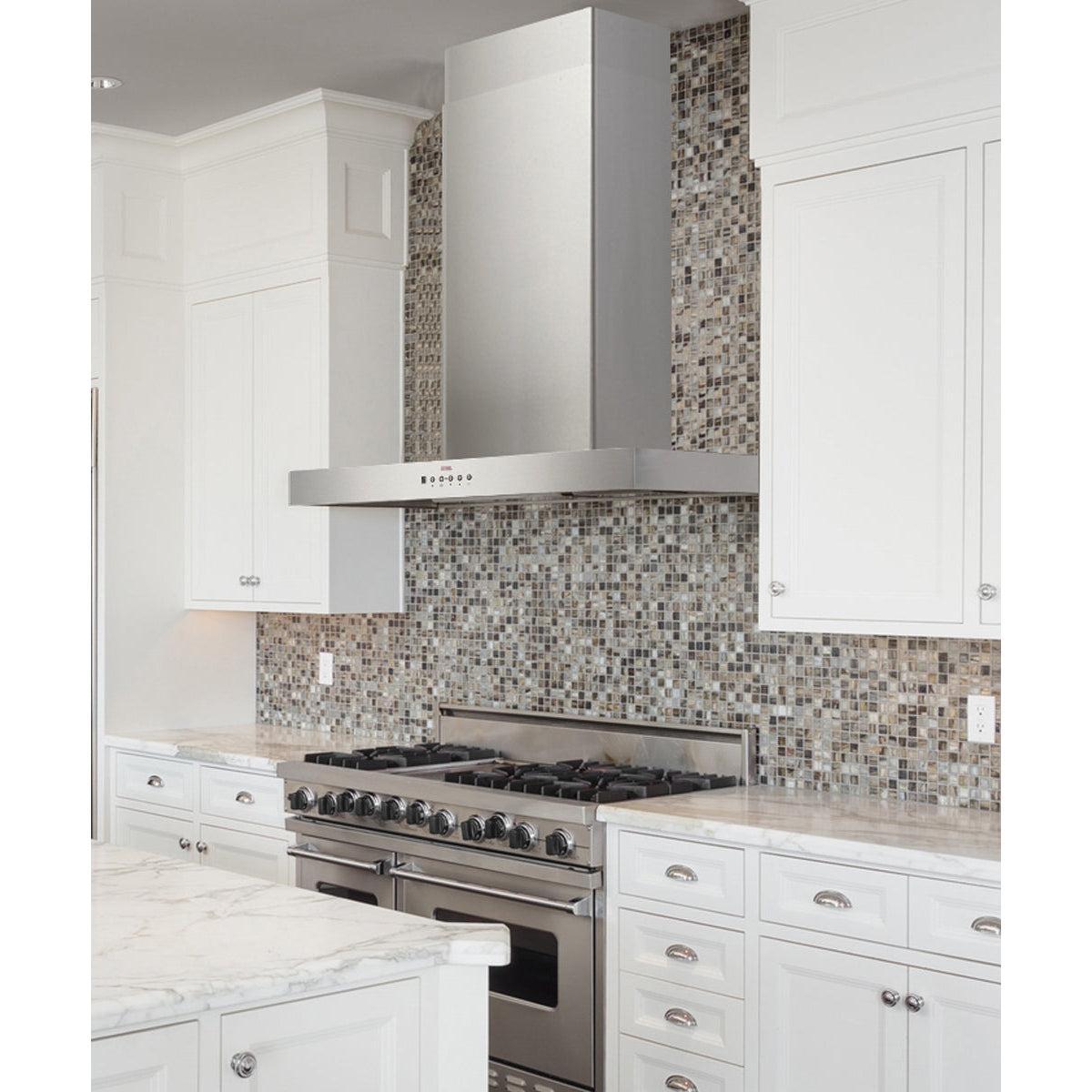 KOBE Premium Mila CH77 SQ6-XX Series 36" Hands-Free Wall Mount Range Hood With Flame and Temperature Sensor, Delay Shutoff, 3-Level Lighting, and Parametric Suction