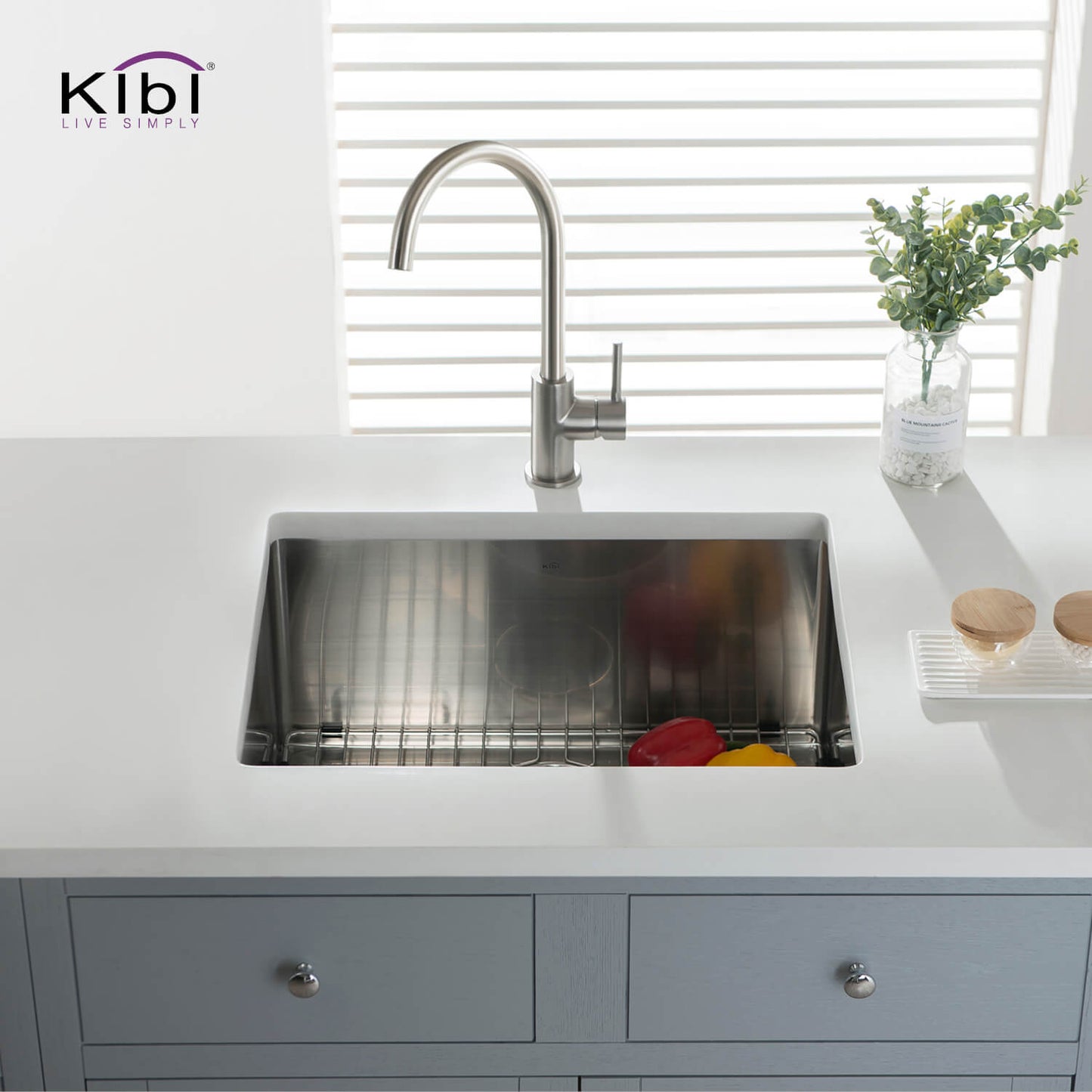 Kibi 23" x 18" x 10" Handcrafted Undermount Single Bowl Kitchen Sink With Satin Finish