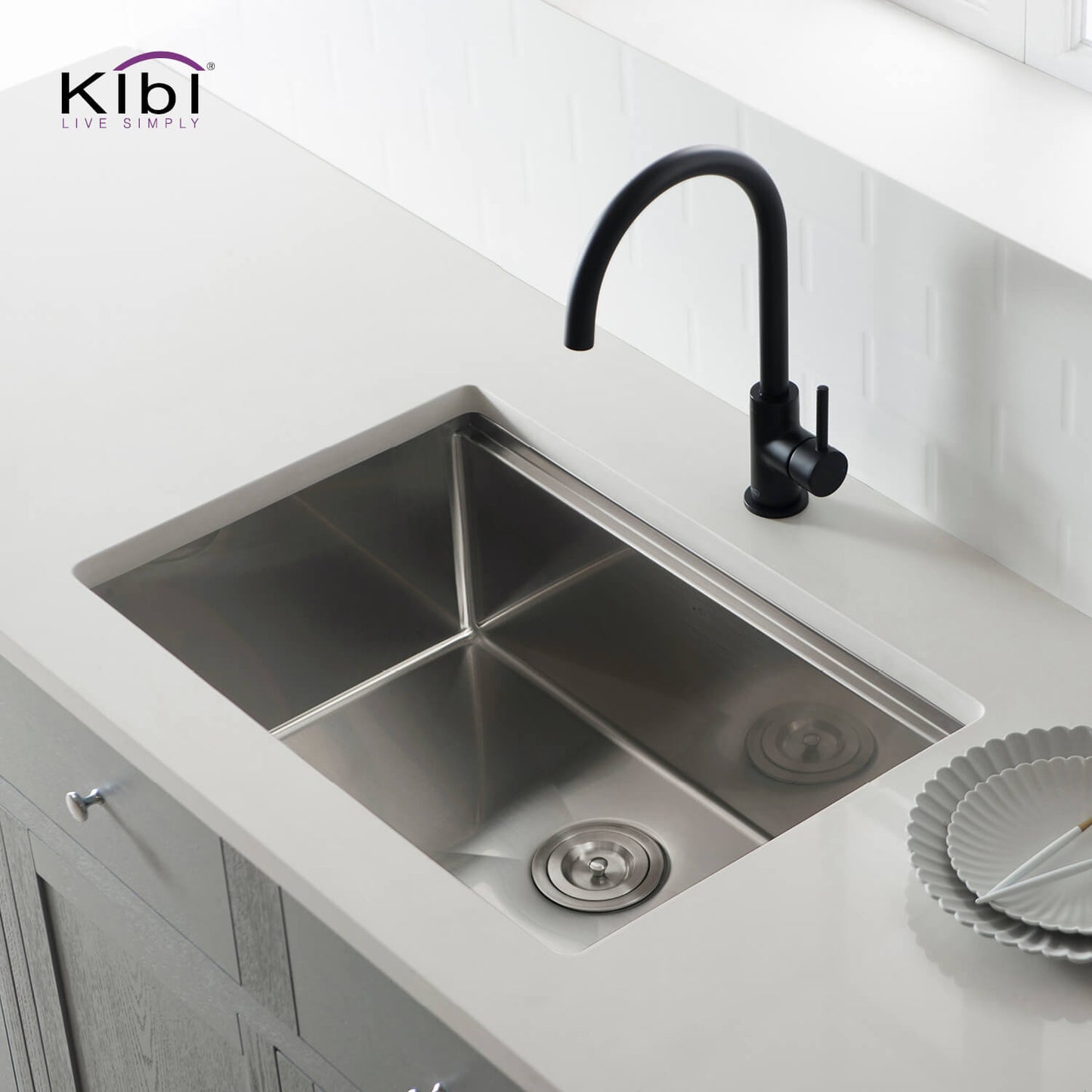 Kibi 28" x19" x 10" Single Bowl Undermount Workstation Sink In Satin Finish