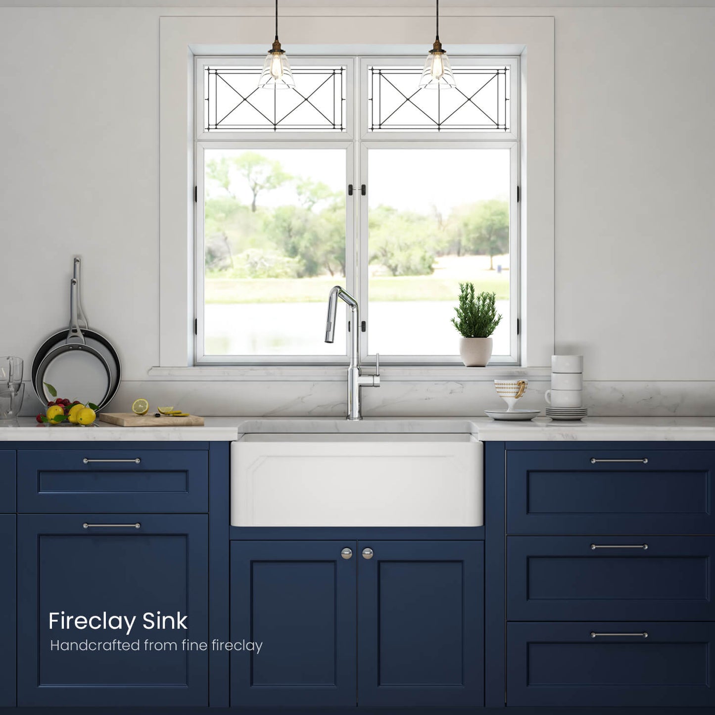 Kibi 30" x 18" x 10" Arch Series Undermount Single Bowl Fireclay Farmhouse Kitchen Sink In Glossy White