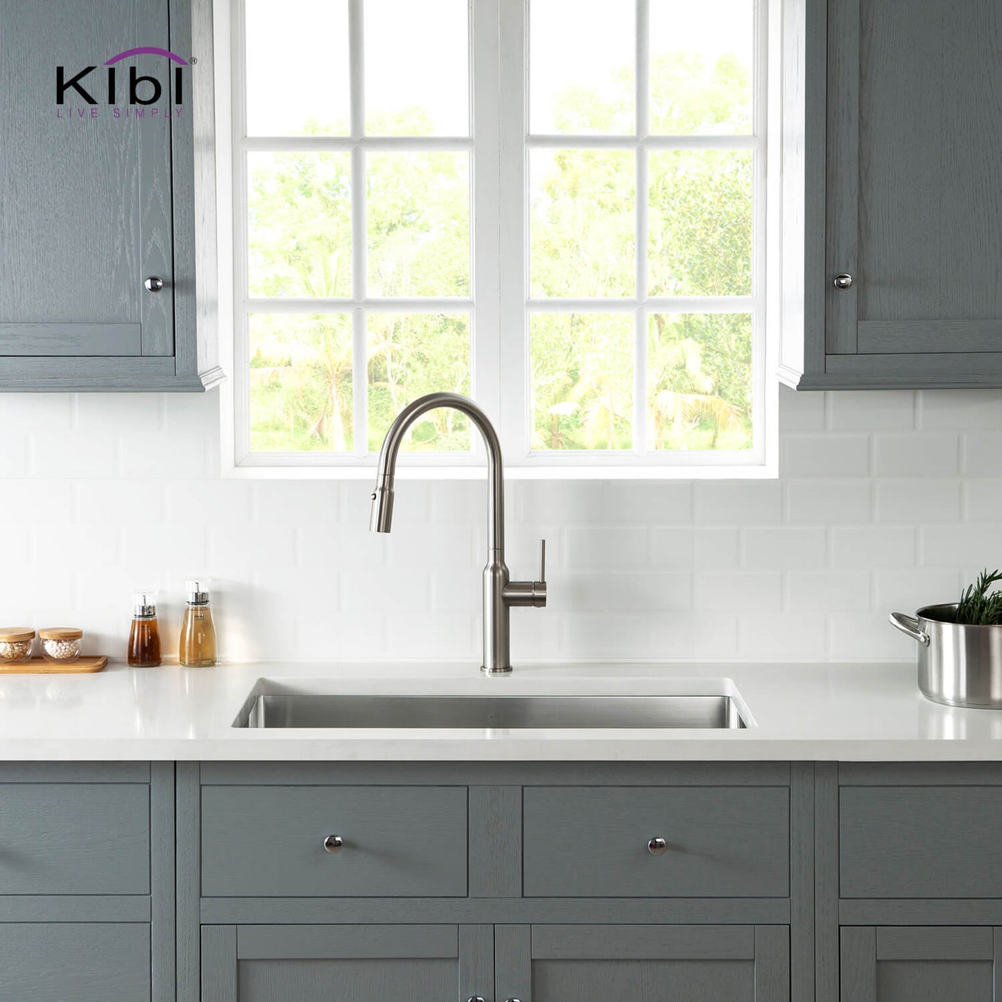 Kibi 32 3/4" x 19" x 10" Handcrafted Undermount Single Bowl Stainless Steel Kitchen Sink With Satin Finish