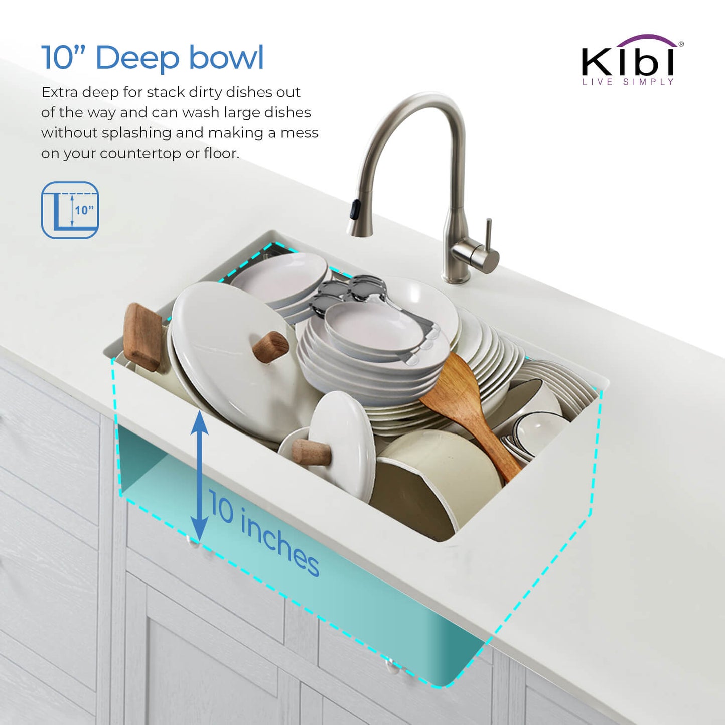 Kibi 32 3/4" x 19" x 10" Single Bowl Undermount Workstation Sink In Satin Finish