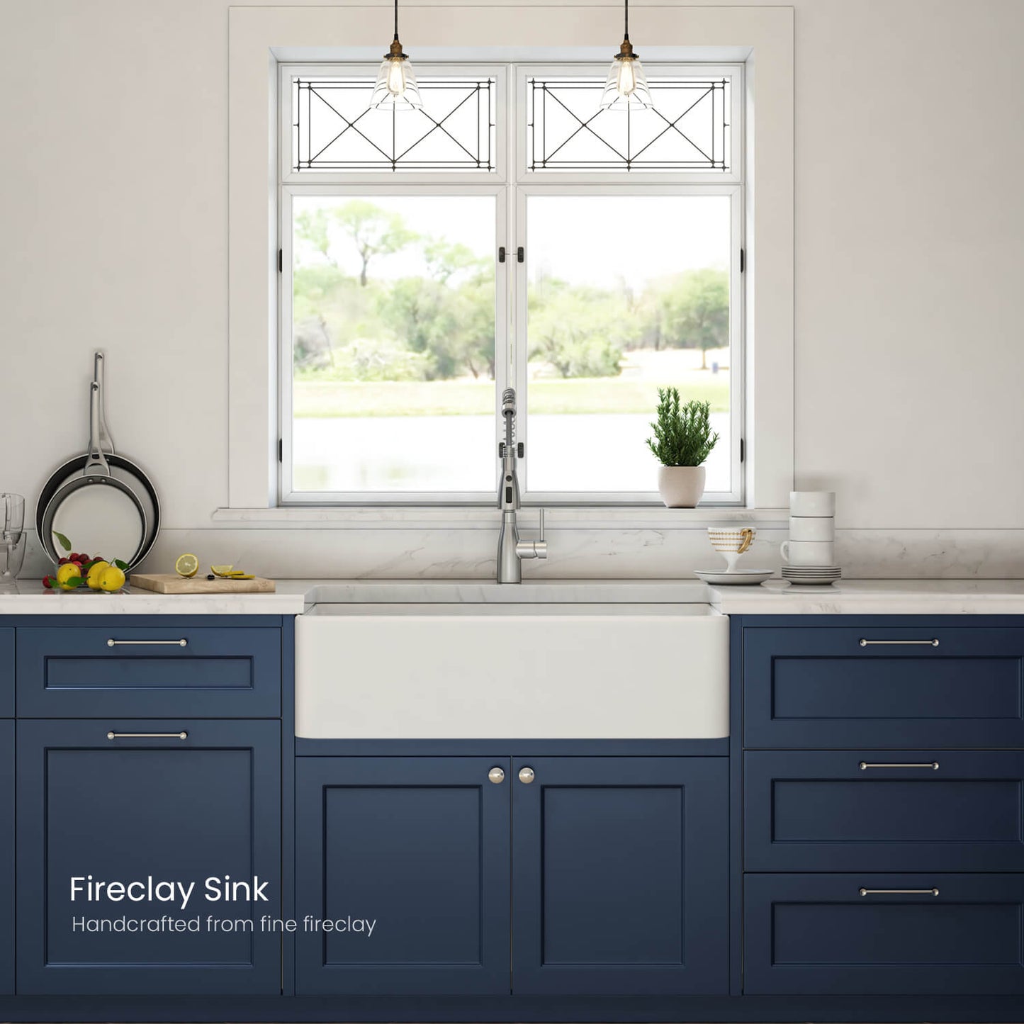 Kibi 36" x 18" x 10" Pure Series Single Bowl Fireclay Farmhouse Sink In Glossy White Finish