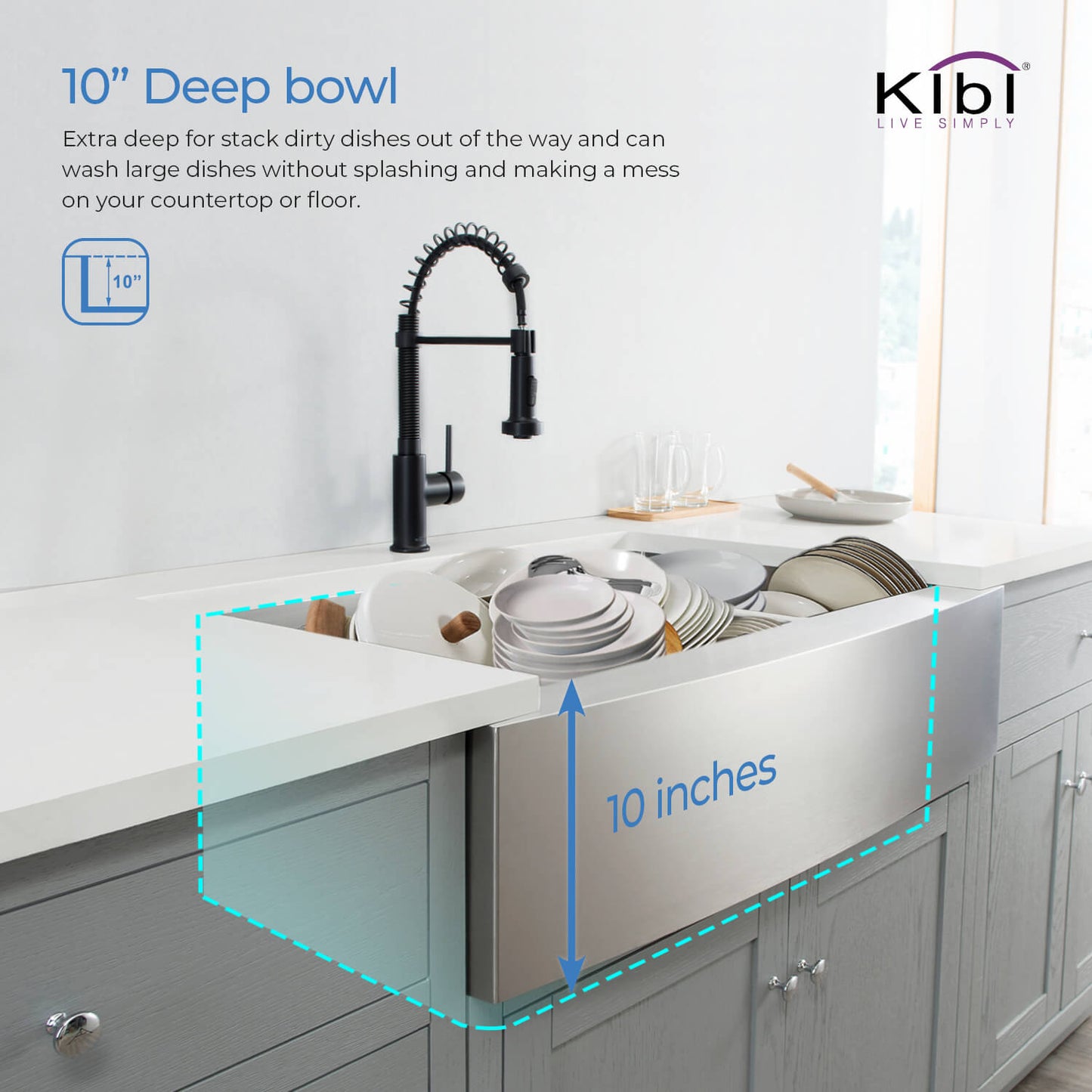 Kibi 36" x 22" x 10" Handcrafted Double Bowl Farmhouse Apron Kitchen Sink With Satin Finish
