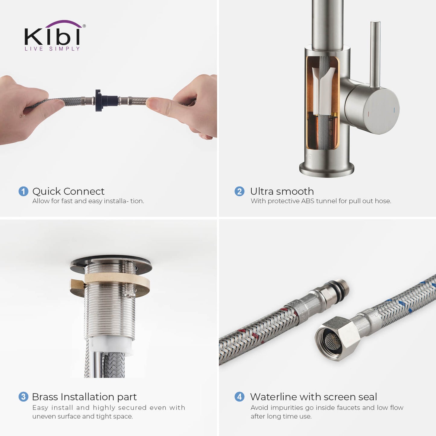Kibi Lodi Single Handle High Arc Pull Down Kitchen Faucet IN Brushed Nickel Finish